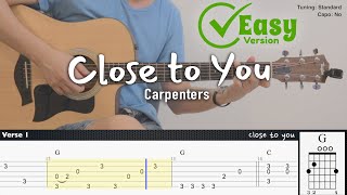 Close to you Easy Version  Carpenters  Fingerstyle Guitar  TAB  Chords  Lyrics [upl. by Worthy783]