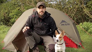 Man Alone Camping with His Dog  Twig Stove Tent Coastal Wild Camp [upl. by Asiole363]